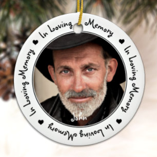 In Loving Memory Black Keepsake Christmas Photo Ceramic Tree Decoration