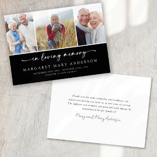 In Loving Memory Black Photos Funeral Sympathy Thank You Card
