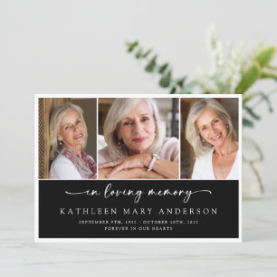 In Loving Memory Black White Sympathy Funeral Thank You Card