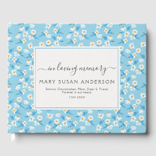 In Loving Memory Blue Daisies Memorial Funeral Guest Book