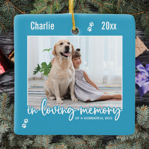 In Loving Memory Blue Dog Photo Pet Memorial Ceramic Ornament