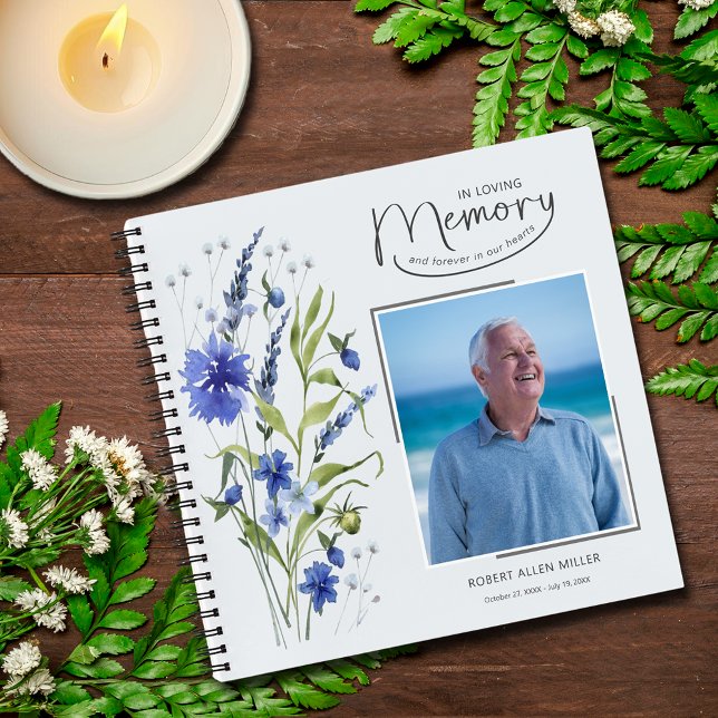In Loving Memory Blue Floral Funeral Guest Book (In Loving Memory Blue Floral Funeral Guest Book)