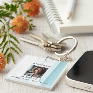 In Loving Memory Blue Funeral Memorial Keychain