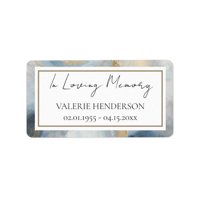 In Loving Memory blue gold candle stickers  (Front)