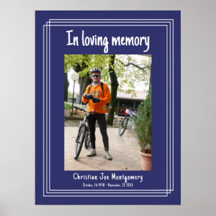 In loving memory Blue Photo Funeral Poster