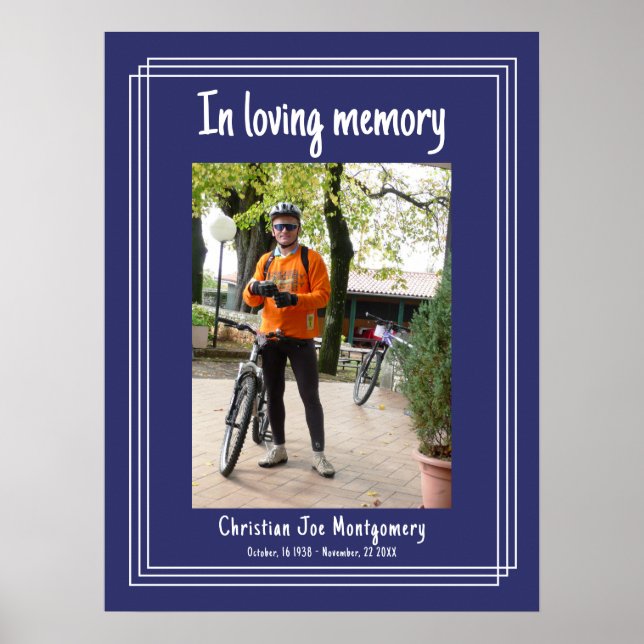 In loving memory Blue Photo Funeral Poster (Front)