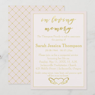 In Loving Memory - Blush & Gold Memorial Service Invitation