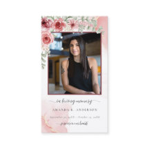 In Loving Memory Blush Red Funeral Prayer Card