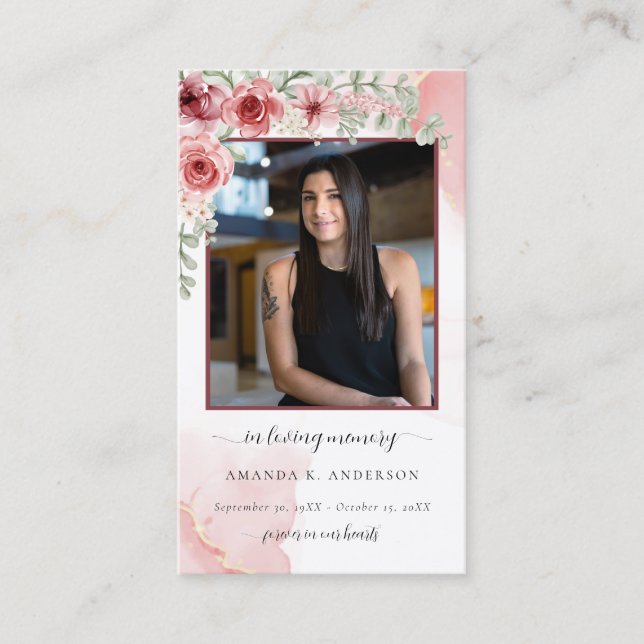 In Loving Memory Blush Red Funeral Prayer Card (Front)