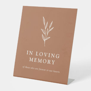 In Loving Memory Burnt Orange Botanical Wedding Pe Pedestal Sign