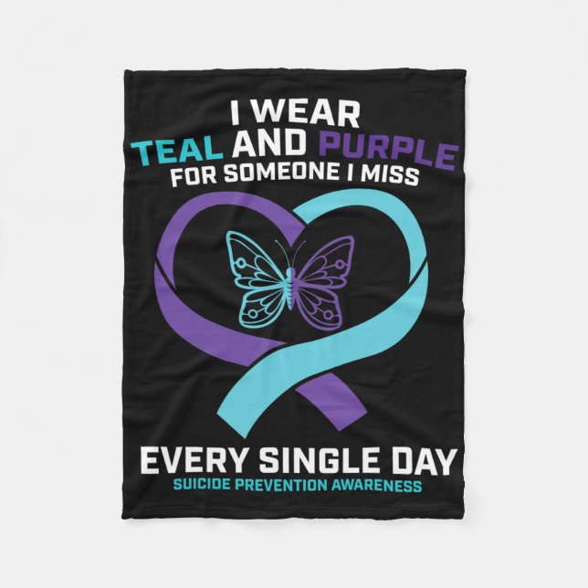 In Loving Memory Butterfly Dad Suicide Prevention  Fleece Blanket (Front)