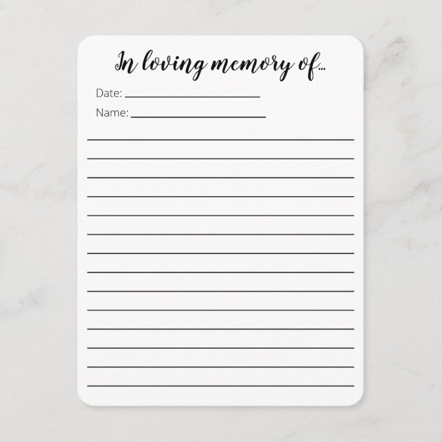 In Loving Memory...cards Enclosure Card (Front)