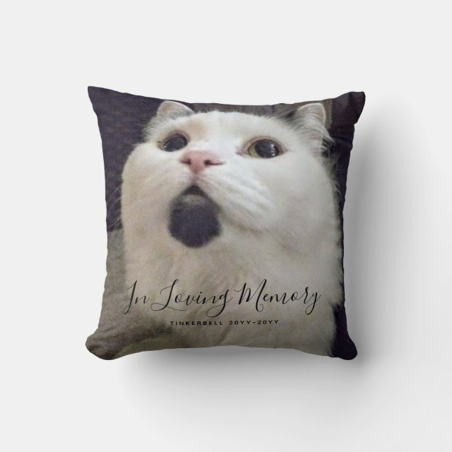In Loving Memory Cat Memorial Photo Personalised Cushion (Front)