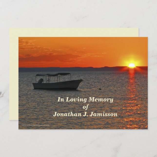 In Loving Memory Celebration of Life Fishing Boat Invitation (Front/Back)