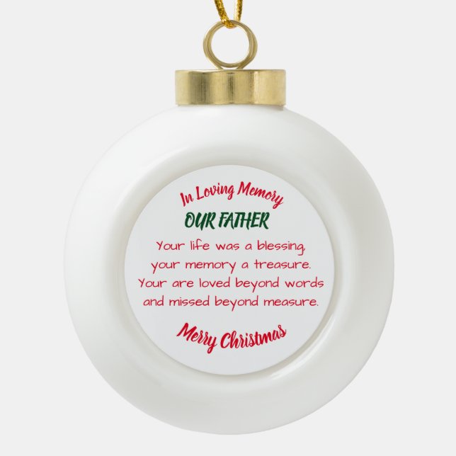 In Loving Memory Ceramic Ball Christmas Ornament (Front)