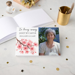 In Loving Memory Cherry Blossom Floral Funeral Guest Book