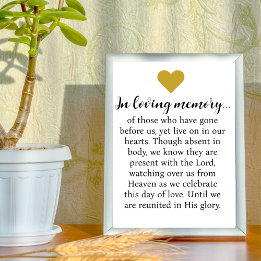 In Loving Memory Christian Quote Wedding Tabletop Poster