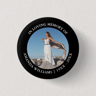 In Loving Memory Christmas Black Keepsake Photo 3 Cm Round Badge