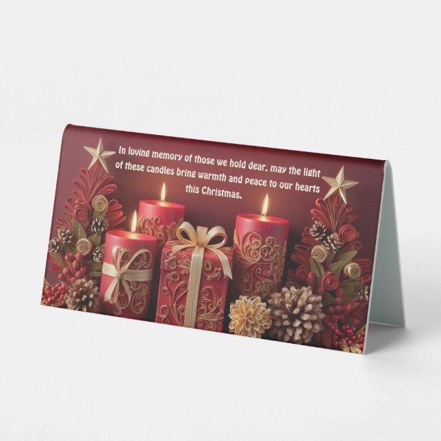 In Loving Memory Christmas Candle Table Tent Sign (Back)