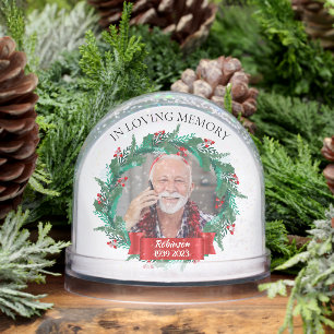 In Loving Memory Christmas Wreath Grandpa Photo Snowglobe