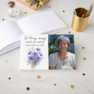 In Loving Memory Cornflowers Blue Floral Funeral Guest Book