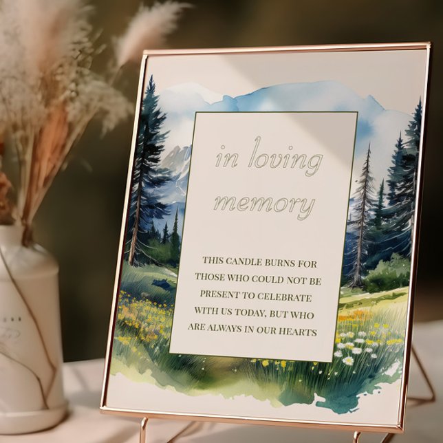 In Loving Memory Country Watercolor Wedding Poster (In loving memory sign from the Country Lake wedding collection by Darling & May)