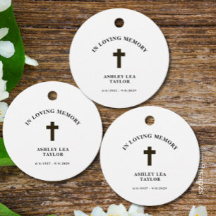 In loving memory Cross Funeral Favour Tags