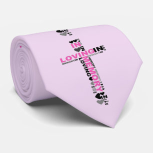 In Loving Memory Cross Pink Memorial Wedding Tie