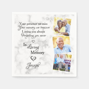 In Loving Memory Custom 3 Photo Memorial Funeral Napkin