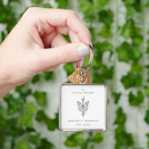 In Loving Memory Custom Butterfly Memorial Metal Key Ring