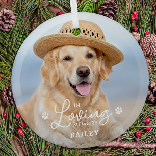 In Loving Memory Custom Pet Dog Memorial Photo Glass Tree Decoration