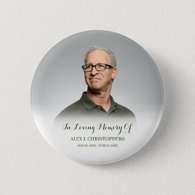In Loving Memory Custom Photo Funeral Memorial 6 Cm Round Badge (Front)