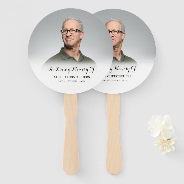 In Loving Memory Custom Photo Funeral Memorial Hand Fan (Front and Back)