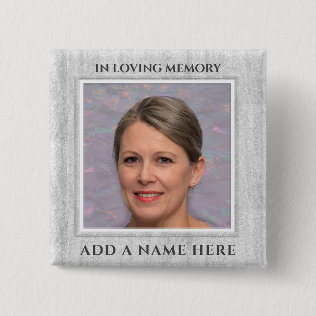 In Loving Memory Custom Photo Memorial 15 Cm Square Badge (Front)