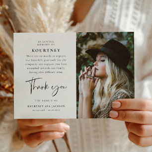 In Loving Memory Custom Photo & Message Sympathy Thank You Card