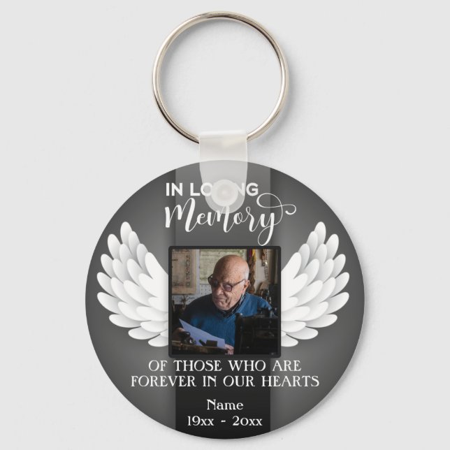 In Loving Memory Custom Photo, Name & Message Key Ring (Front)