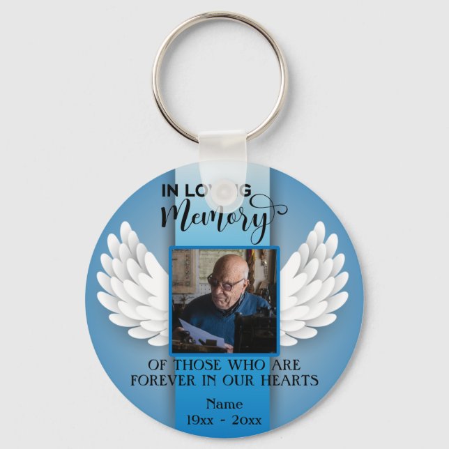 In Loving Memory Custom Photo, Name & Message Keyc Key Ring (Front)