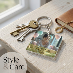In Loving Memory Custom Photo Square Key Ring
