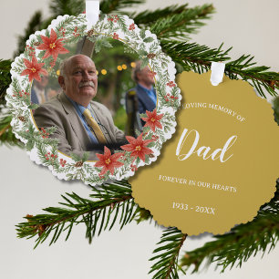 In Loving Memory Dad Picture Memorial  Tree Decoration Card