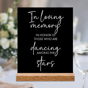 In Loving Memory Dancing Among Stars Black Wedding Acrylic Sign