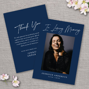 In Loving Memory Dark Blue Memorial Photo Card