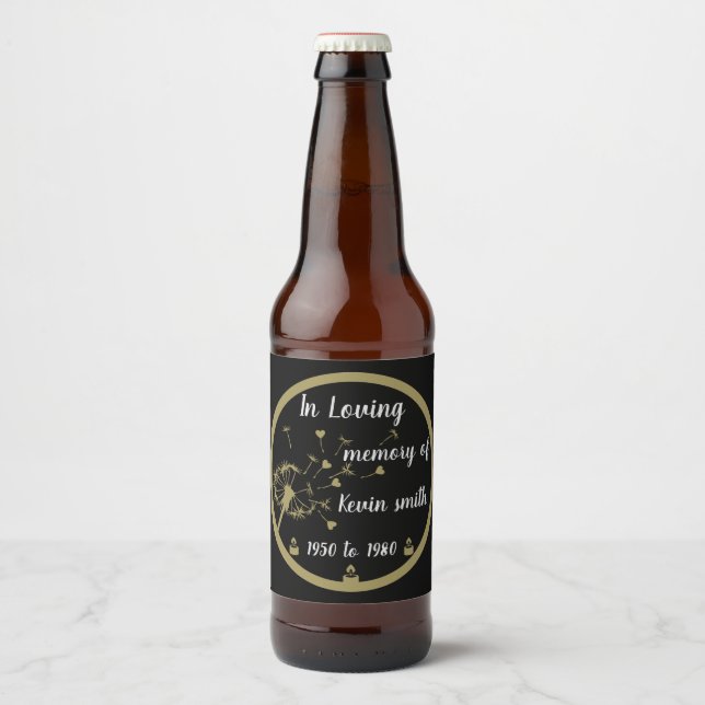 In loving Memory Death Anniversary Beer Bottle Label (Front)