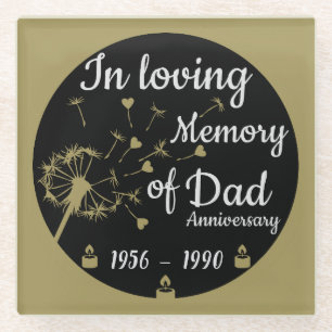 In loving Memory Death Anniversary Dad Glass Coaster