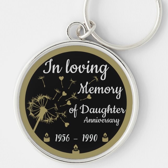 In loving Memory Death Anniversary Daughter Key Ring (Front)
