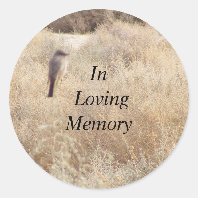 In Loving Memory Desert Bird Classic Round Sticker (Front)