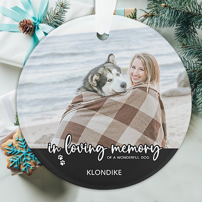 In Loving Memory Dog Photo Elegant Pet Memorial Ornament (Creator Uploaded)