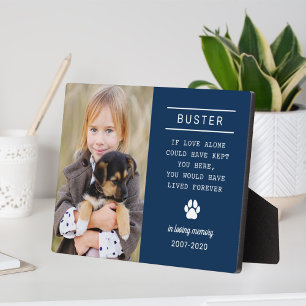 In Loving Memory Dog Photo Navy Blue Plaque