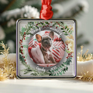 In Loving Memory - Dog Photo Pet Memorial Wreaths Metal Tree Decoration