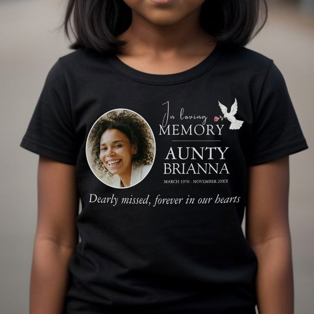 In loving memory dove red rose photo aunt funeral T-Shirt (Creator Uploaded)