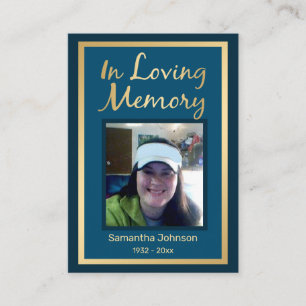 In Loving Memory Elegant Faux Gold Photo Business Business Card
